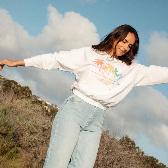 Z Supply Vintage Palm Women's Sweatshirt Size Small NWT - Picture 3 of 8